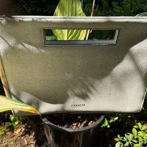 Coach Metallic Silver Wristlet Clutch